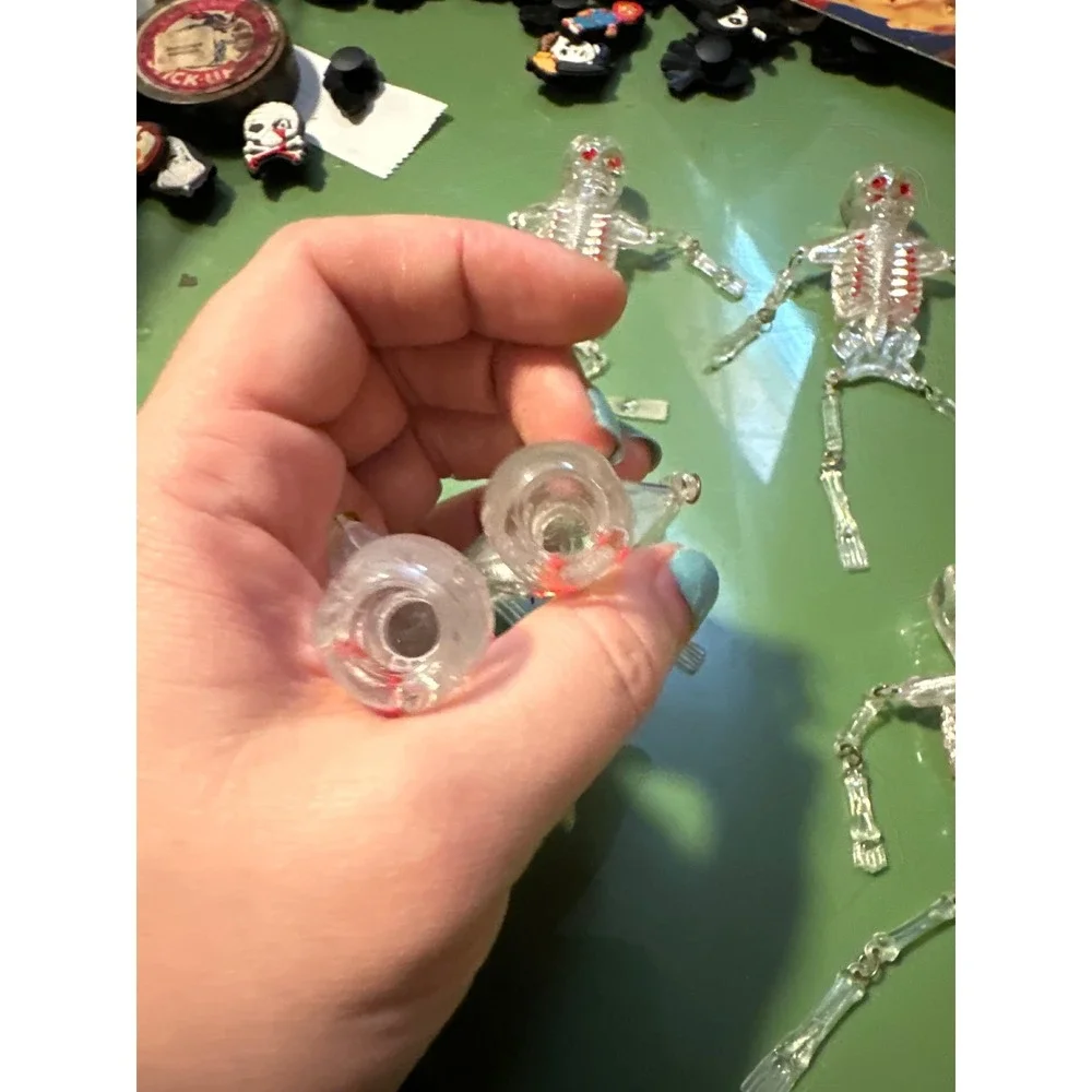 5 Clear Plastic‎ Articulated Skeleton Light Covers Red Eyes Halloween DIY Decor